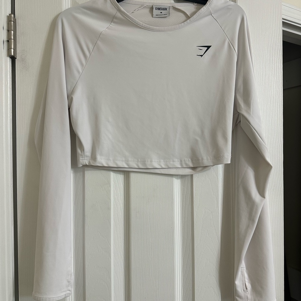 Gymshark Women's White Long Sleeve Crop Top